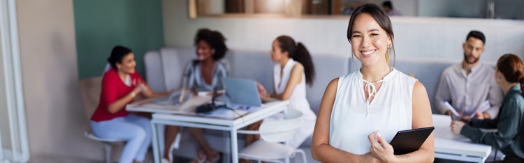 woman in glasses smiling
