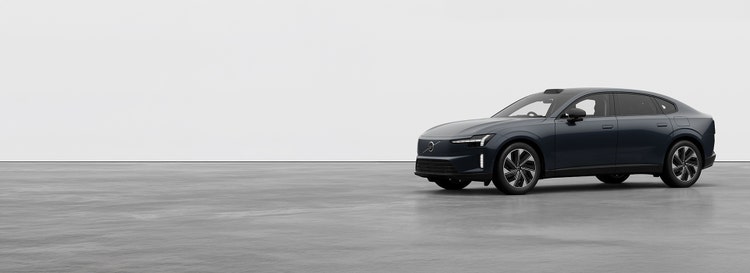 Volvo ES90 front exterior view on a highway available for a novated lease in Australia with Maxxia.