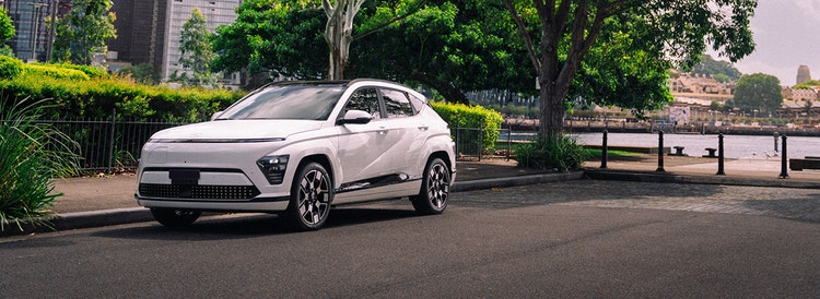 Hyundai KONA front exterior view in Sydney available for a novated lease in Australia through Maxxia