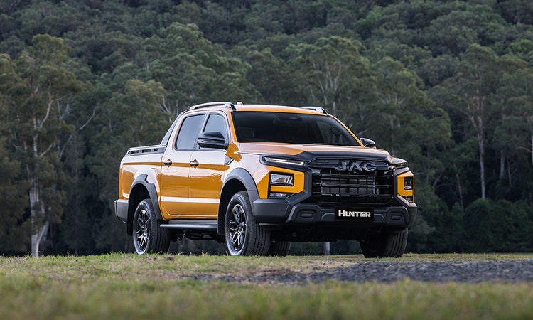 JAC Hunter exterior front view on a hill road available on a novated lease in Australia through Maxxia.