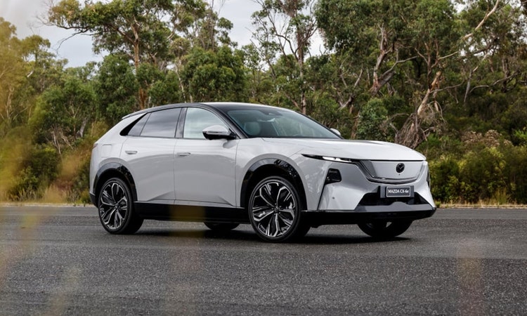 Mazda CX-6e exterior side view available for a novated lease through Maxxia