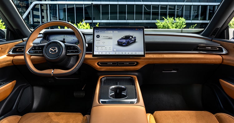 Mazda 6e interior dashboard view. Novate a Mazda 6e through Maxxia today and contact Maxxia novated lease team now.