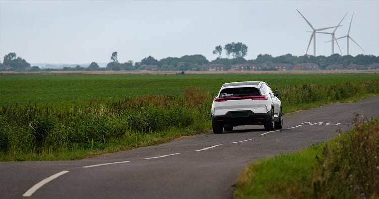 Polestar 3 (backside) on the road.