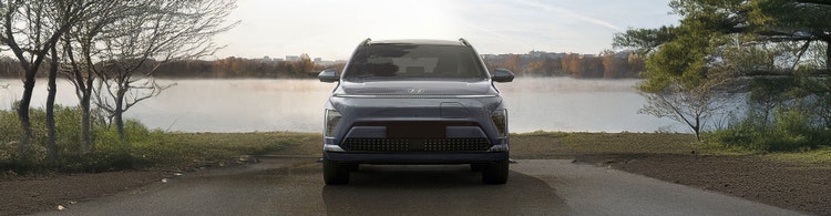 Hyundai KONA electric exterior front view available on a novated lease through Maxxia in Australia.