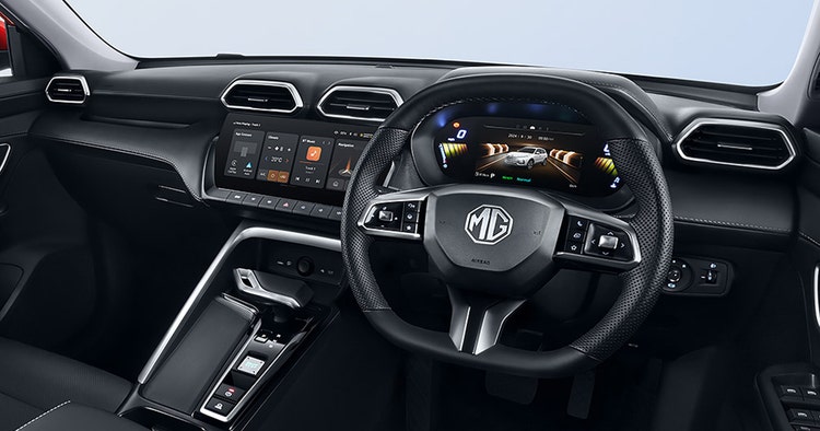 The front dashboard inside MG ZS Hybrid available on a novated lease through Maxxia in Australia.