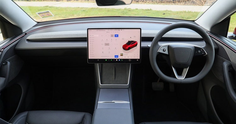 Tesla Model Y Juniper interior front view available on a novated lease through Maxxia in Australia.