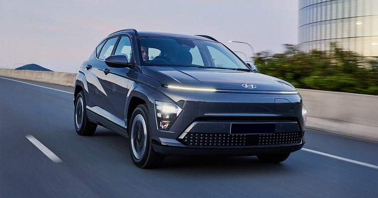 Hyundai KONA electric exterior front view available on a novated lease through Maxxia in Australia.