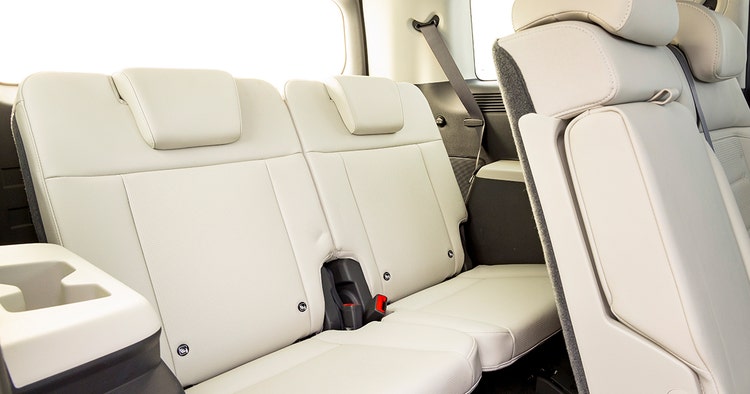 Hyundai Santa Fe back seat view with thick cushions. Contact Maxxia novated leasing team today and take on Hyundai novated lease.