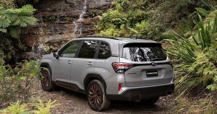 The Subaru Forester AWD Sport Hybrid rear exterior view.