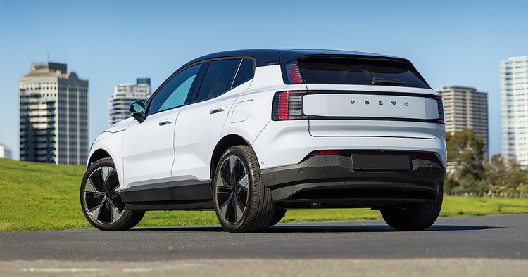 Volvo EX30 exterior rear view. Contact Maxxia novated lease team today for a Volvo EX30 novated lease.