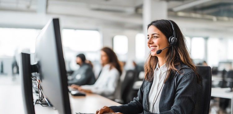 Maxxia staff smiling responding to online calls from a potential customer.