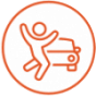 A happy person symbol jumping next to his car. Learn how novated leasing works, from finding your car to handling paperwork.