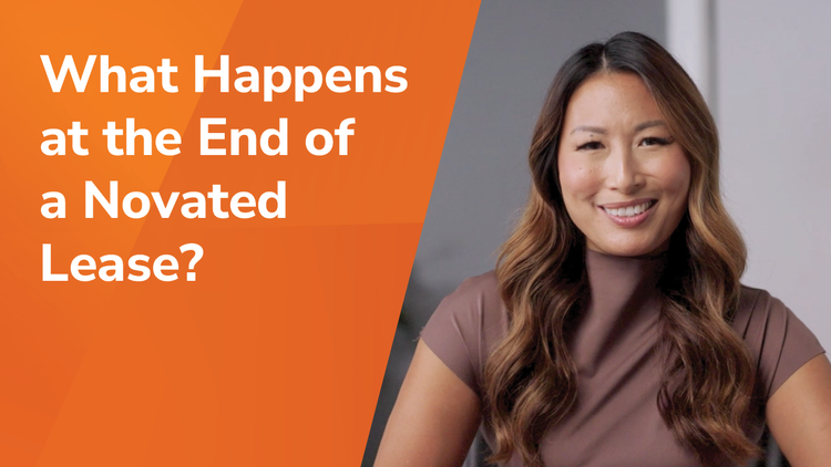 What happens at the end of a novated lease title and a woman smiling.