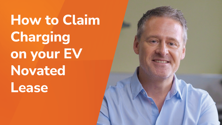How to claim charging on your EV novated lease title and a man smiling.