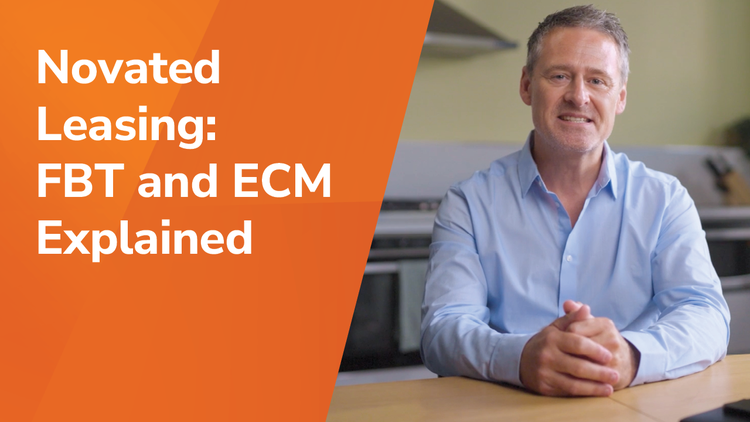 Novated Leasing: FBT and ECM explained title and a man smiling.