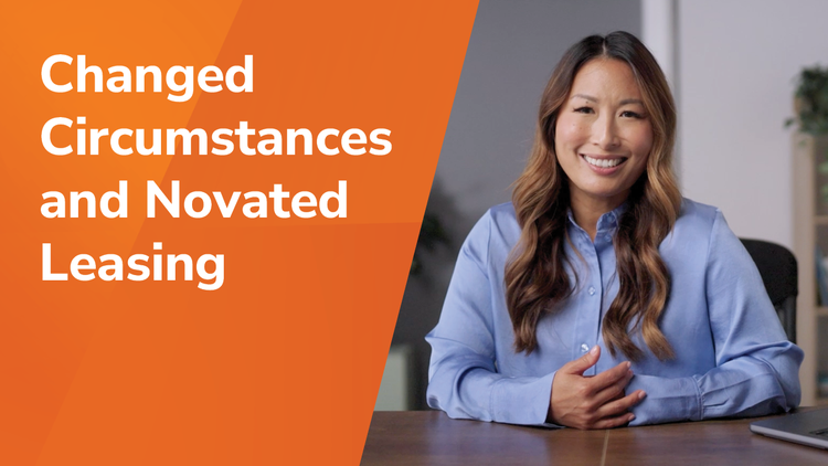 Changed circumstances and novated leasing title and a woman smiling.