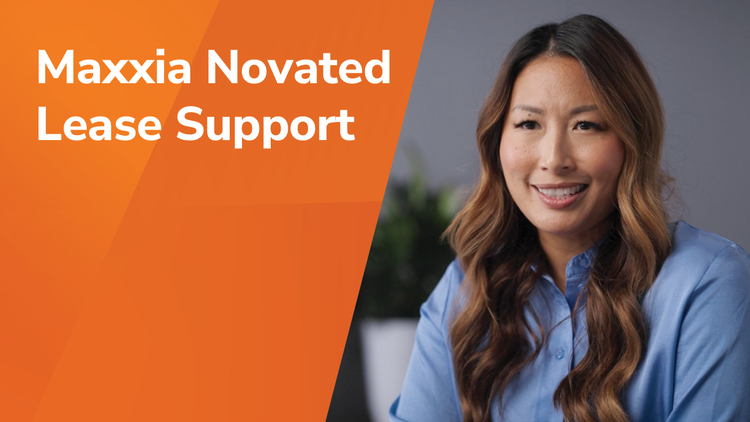 Maxxia novated lease support title and a woman smiling.