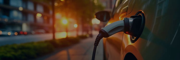 An EV plugged on an EV charger. How to take advantage of novated leasing an eligible electric car fully with pre-tax dollars.