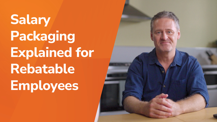 A man explaining salary packaging for rebatable employees. Contact Maxxia salary sacrifice team today.