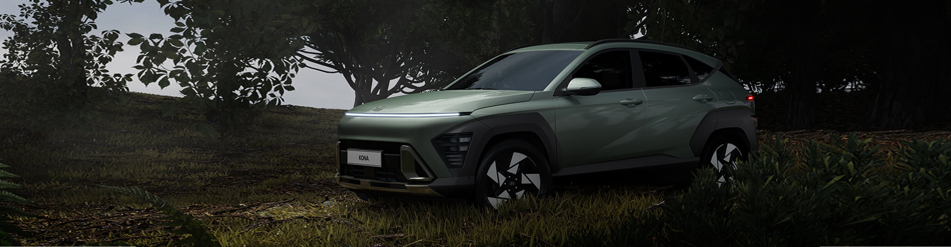 Hyundai Kona in forest 