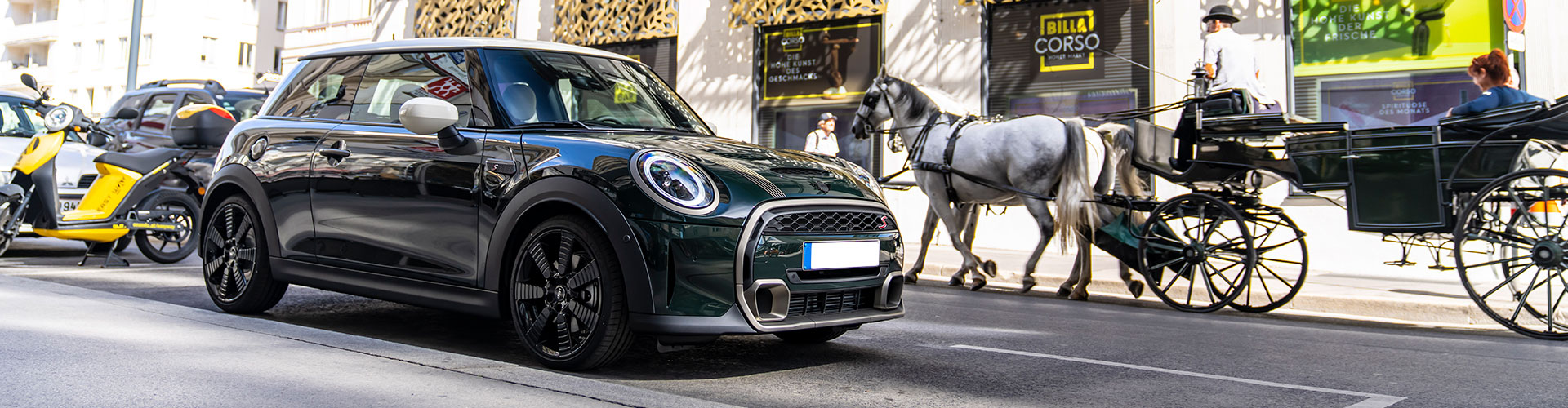 Mini Cooper Convertible in parking