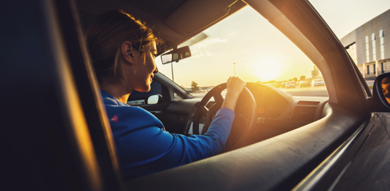 woman driving car