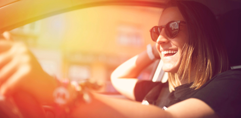 woman driving car