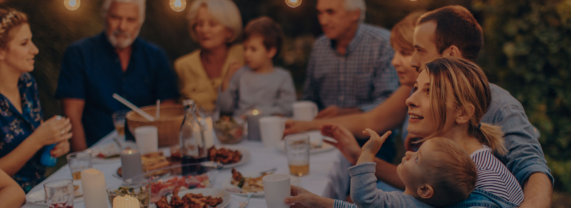 Family enjoying dinner together