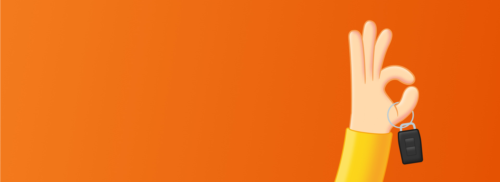 hand holding keys on orange background
