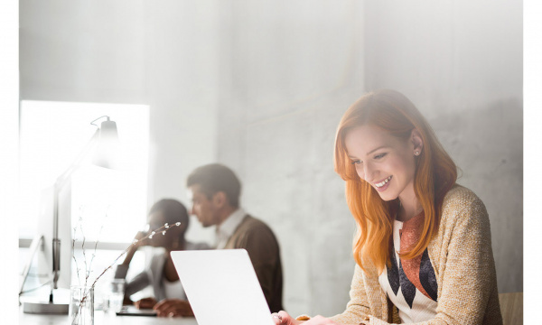Woman using laptop