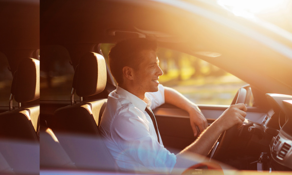 Man driving car