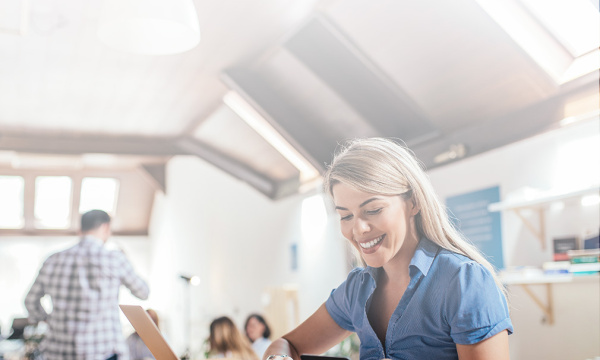 women smiling at work