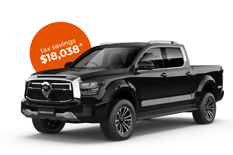 GWM Cannon Alpha Lux Auto 4WD Dual Cab novated leasing through Maxxia today.