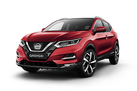 Red Nissan Qashqai TI front view