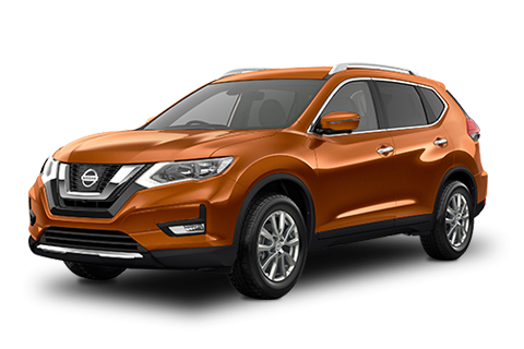 Front left side of orange Nissan Xtrail
