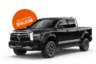 GWM Cannon Alpha Lux Auto 4WD Dual Cab novated leasing through Maxxia today.